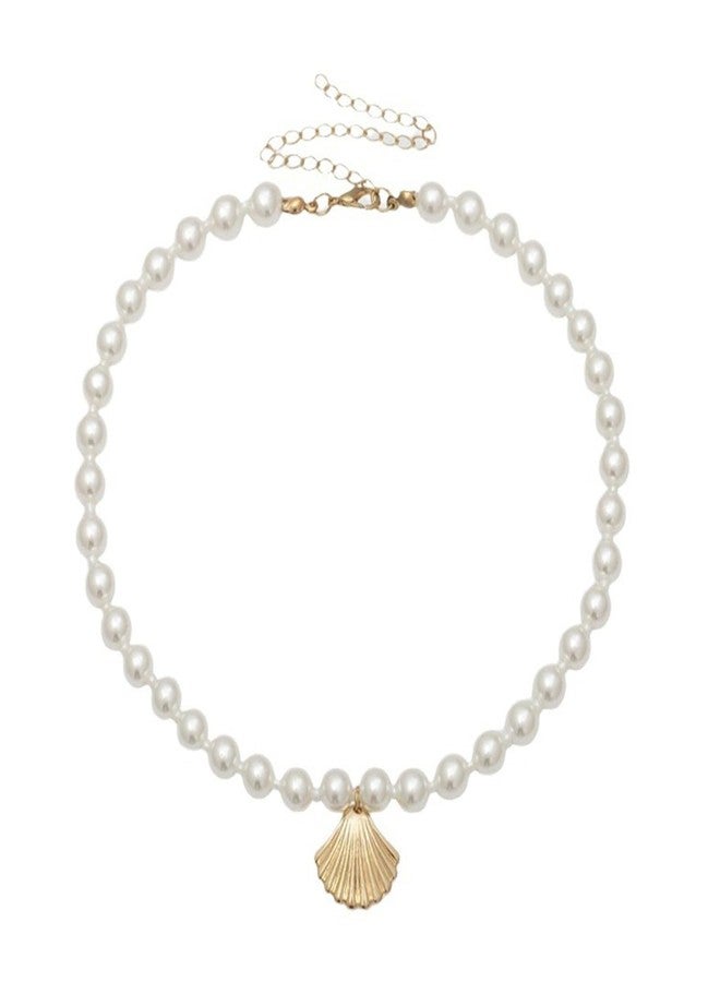 TACBSP Pearl Choker Necklace for Women Gold Starfish Necklace Sea Shell Necklace Summer Beach Necklace for Women Jewelry (Shell) - Image 1